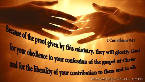 2 Corinthians 9:13 Your Liberal Contribution Glorifies God (black)